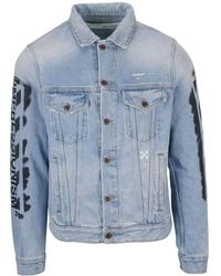 Off-White c/o Virgil Abloh - Alphabet Logo Pattern Printing Cotton Washed Denim Jacket - Lyst