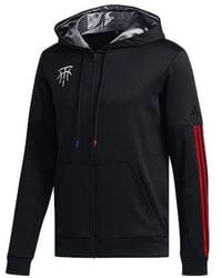adidas - Zipper Basketball Sports Hooded Jacket - Lyst