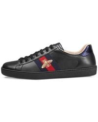 Gucci - Ace Embroidered Bee Leather Sneaker - Lyst