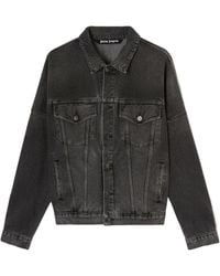 Palm Angels - Logo Over Denim Jacket - Lyst