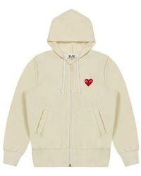 COMME DES GARÇONS PLAY - Cdg Play Red Hooded Zipper Hoodie White - Lyst