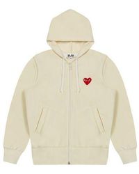 COMME DES GARÇONS PLAY - Cdg Play Red Hooded Zipper Hoodie White - Lyst