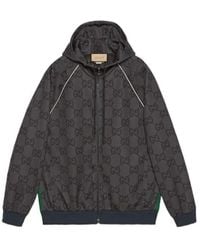 Gucci - Jumbo Gg Zip Jacket With Web Dark' - Lyst