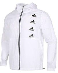 adidas - Logo Print Woven Hooded Jacket - Lyst