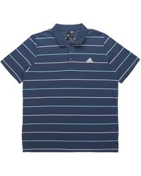 adidas - Striped Logo Print Sports Short Sleeve Polo Shirt Navy - Lyst