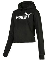 PUMA - Elevated Essentials Cropped Hoodie Black Xl - Lyst