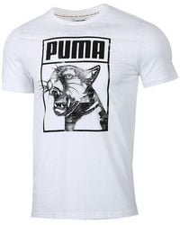 PUMA - Graphic Tee Box Logo Living Series Short Sleeve - Lyst