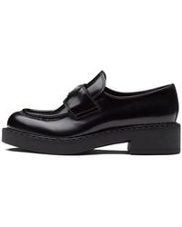 Prada - (Wmns) Chocolate 50Mm Brushed Leather Loafer - Lyst