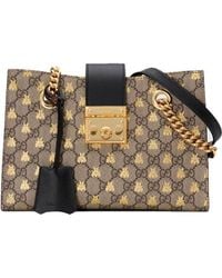 Gucci - (Wmns) Padlock Metallic Bee Printing Logo Canvas Chain Handbag Small Classic - Lyst