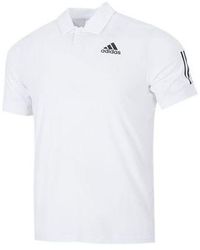 adidas - Solid Color Stripe Tennis Athleisure Casual Sports Short Sleeve Polo Shirt White - Lyst