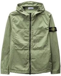 Stone Island - Supima Cotton Twill Stretch Hooded Jacket 'Sage' - Lyst