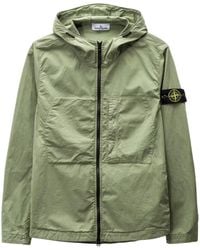 Stone Island - Supima Cotton Twill Stretch Hooded Jacket 'Sage' - Lyst