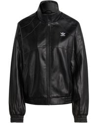 adidas - (Wmns) Adicolor Trefoil Faux Leather Jacket - Lyst