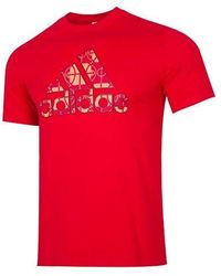adidas - Cny Large Logo Round Neck Pullover Basketball Sports Short Sleeve T-Shirt - Lyst