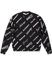 Balenciaga - Allover Logo Print Crewneck Sweatshirt - Lyst