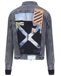 Off-White c/o Virgil Abloh - Pattern Arrow Printing Splicing Pattern Denim Jacket Gray - Lyst