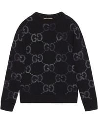 Gucci - Wool Jumper With Gg Intarsia - Lyst