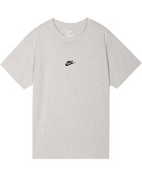 Nike - Solid Color Embroidered Small Label Round Neck Casual Loose Short Sleeve Light Bone T-Shirt - Lyst