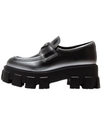 Prada - (Wmns) Monolith Brushed Leather Loafers Spray' - Lyst
