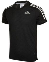 adidas - Own The Run Tee Sports Training Stripe Round Neck Short Sleeve - Lyst