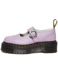 Dr. Martens - Addina Flower Buckle Leather Platform Shoes - Lyst