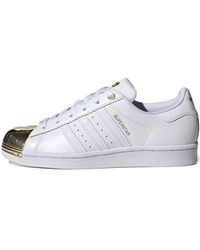 adidas Originals Superstar 80s Rose Gold Metal Toe Cap Trainers in White | Lyst