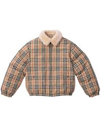 Supreme - X Burberry Shearling Collar Down Puffer Jacket - Lyst