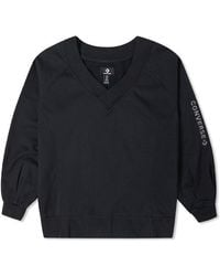 Converse - (Wmns) Solid Color Loose Knit V Neck Hoodie - Lyst