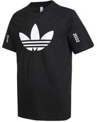 adidas - Originals Trefoil C Tee1 Large Logo Round Neck Casual Short Sleeve Black T-shirt - Lyst