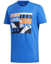 adidas - Neo Athleisure Casual Sports Printing Round Neck Short Sleeve - Lyst