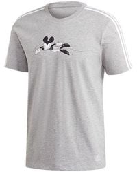 adidas - X Disney Crossover Cartoon Printing Stripe Round Neck Short Sleeve Gray T-shirt - Lyst