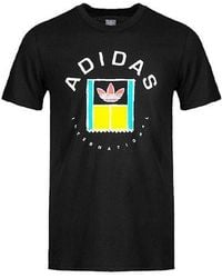 adidas - Originals Oncourt Tee Funny Printing Logo Sports Round Neck Short Sleeve - Lyst