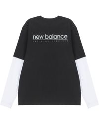 New Balance - Contrasting Colors Sports Round Neck Pullover T-Shirt - Lyst