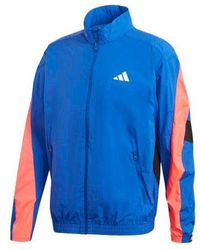 adidas - Urban Q3 Tt Contrast Color Stitching Logo Sports Stand Collar Woven Jacket - Lyst
