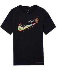 Nike - Printing Large Logo Casual Round Neck Short Sleeve Black T-shirt - Lyst