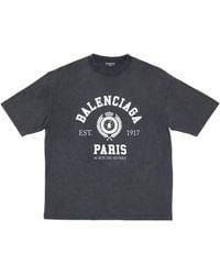 Balenciaga - Varsity Logo Short Sleeve T-Shirt 'Washed' - Lyst