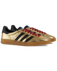 adidas gazelle silver green womens Adidas x Gucci Men's Gazelle Leather Metallic Gold Low Top Sneakers main image 0