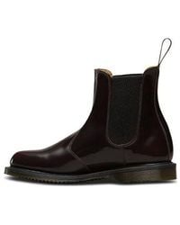 Dr. Martens - (Wmns) Dr.Martens Flora Smooth Leather Chelsea Boots 'Cherry' - Lyst