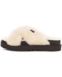 UGG - (Wmns) Fuzz Sugar Cross Slide 'Natural' - Lyst