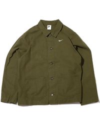 Nike - Solid Color Logo Lapel Casual Long Sleeves Military Jacket - Lyst