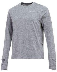 Nike - Running Sports Round Neck Quick Dry Long Sleeves Gray T-shirt - Lyst