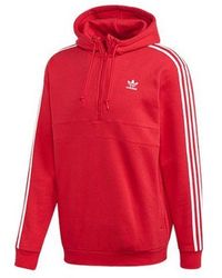 adidas - Originals Half Zipper Pullover Hooded Fleece Lined Stay Warm - Lyst