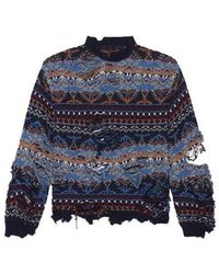 Balenciaga - Destroyed Fair Isle Wool-Blend Jumper - Lyst