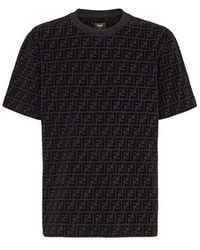 Fendi - Ff Printed Cotton Piqué T-shirt - Lyst