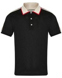 Gucci - Striped Logo Short-Sleeved Polo Shirt - Lyst
