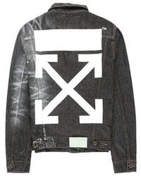 Off-White c/o Virgil Abloh - Off- Arrows Slim Denim Jacket Embroidered Logo Printing - Lyst