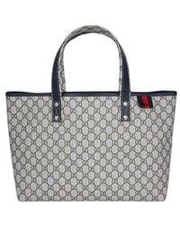 Gucci - Logo Leather Canvas Large Capacity Shoulder Bag Beige - Lyst