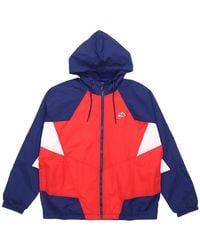 Nike - Sportswear Heritage Windrunner Splicing Hooded Woven Logo Jacket Redblue - Lyst