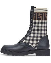 Fendi - (Wmns) Leather Biker Boots With Stretch Fabric - Lyst