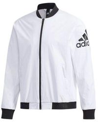 adidas - Logo Printing Aviator Jacket - Lyst